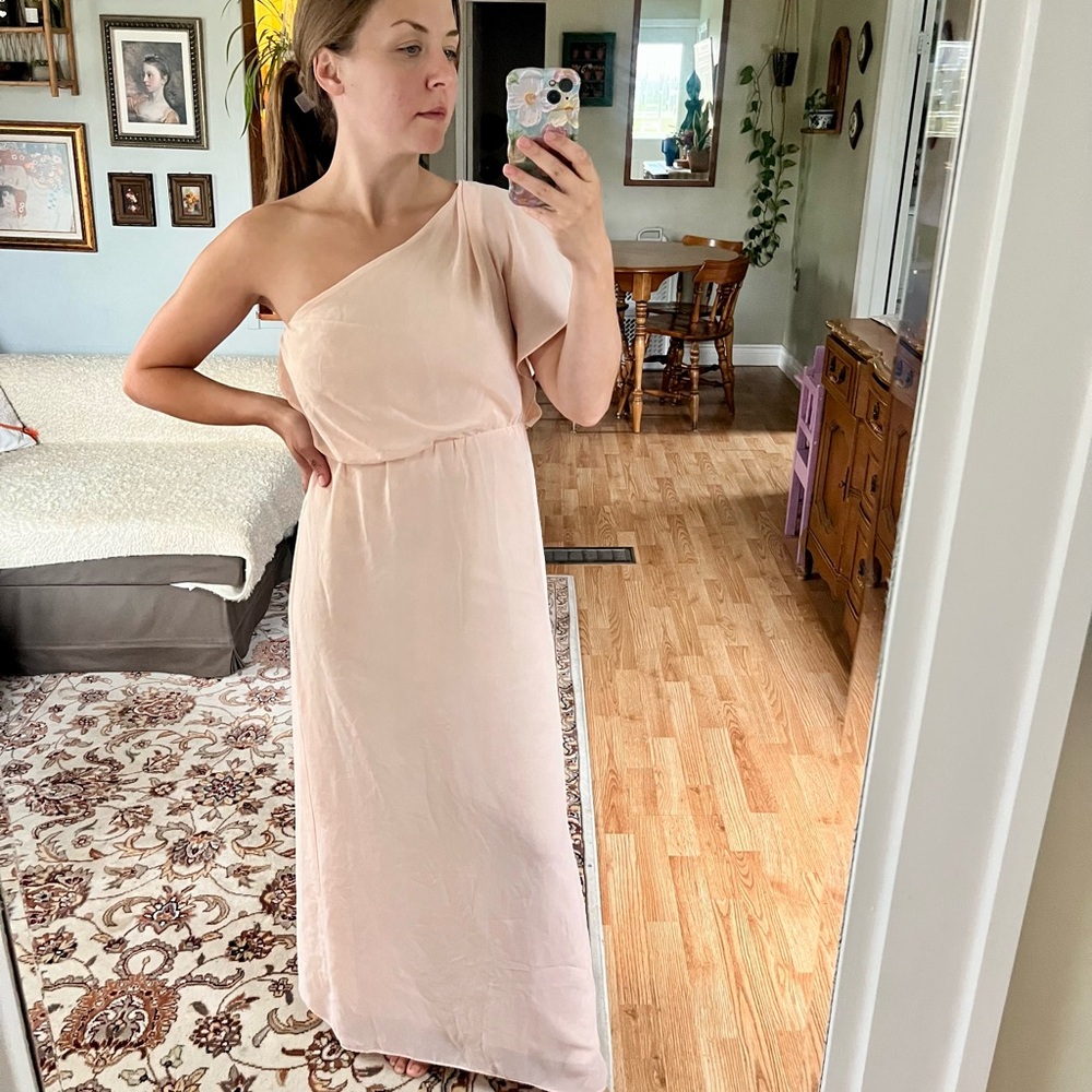 Nouvelle AMSALE One-Shoulder Cream Dress